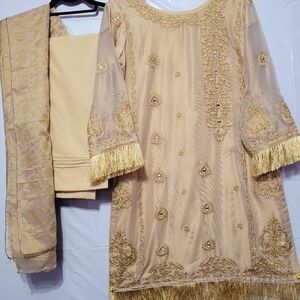 Branded, Golden, Small size 3 piece suit